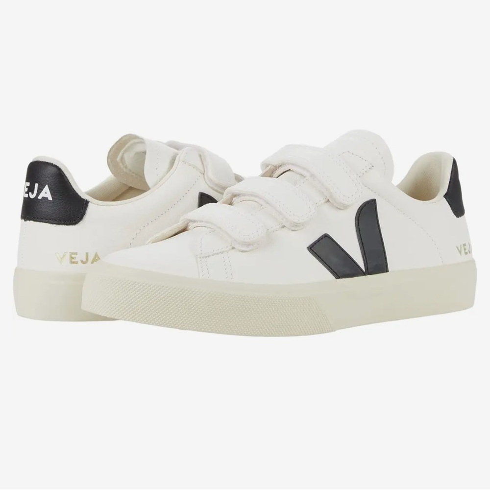 Veja Recife Logo White and Black Sneakers